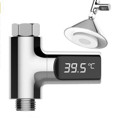 Thermomètre de douche à affichage LED 360 degrés, compteur intelligent de température de l'eau avec auto-production d'électricité