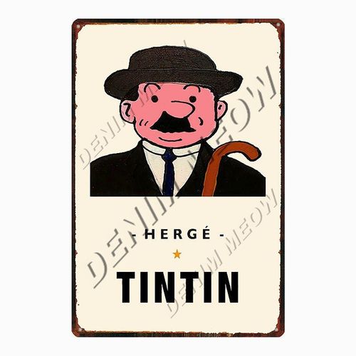 20x30cm - Affiche Métallique Vintage De Dessin Animé Tintin Herge Tintin, Signe En Métal Shabby Chic, Art Décor De Chambre D'enfants, Cadeau Autocollants Muraux Wy108