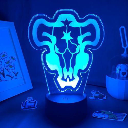 Lampe Led 3d En Lave Avec Logo De Trèfle Noir Manga, Veilleuse, Décoration De Chevet De Chambre À Coucher, Cadeau D'anniversaire Pour Ami, Gadgets Black Bull Squad