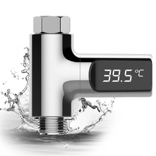 Thermomètre de douche à affichage LED 360 degrés, compteur intelligent de température de l'eau avec auto-production d'électricité