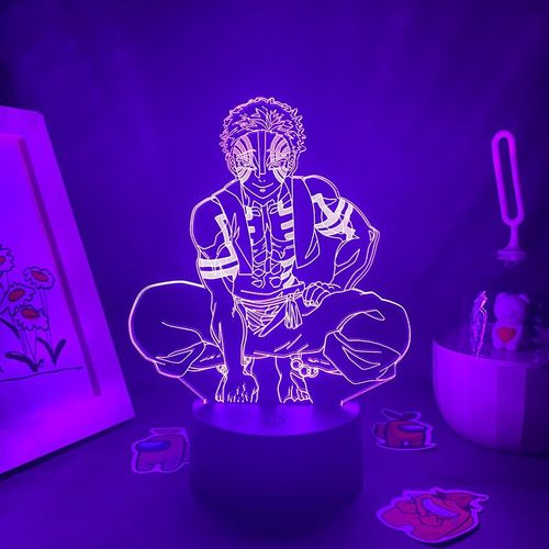 Lampe néon 3D à LED, personnage de l'anime Demon Slayer Akaza, veilleuse pour chambre à coucher, Manga Kimetsu No Yaiba Hakuji, lampe de lave, cadeau de noël pour enfant