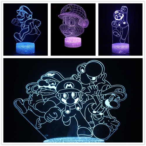 Lampe Led 3d Colorée À L'effigie De Super Mario, Luminaire Décoratif D'intérieur, Idéal Pour Une Chambre À Coucher Ou Comme Cadeau De Noël