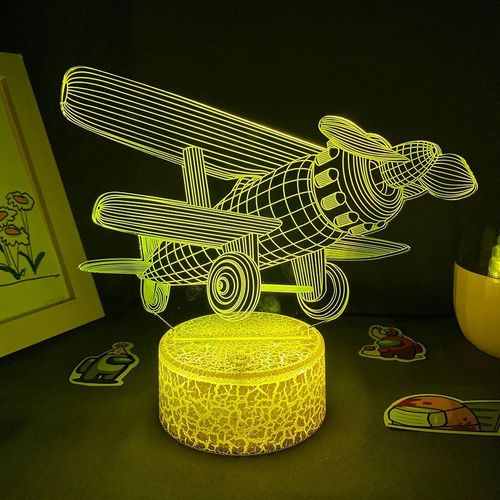 Lampe Led En Forme D'hélice, Modèle D'avion 3d, Illusion De Lave, Veilleuse Créative, Cadeau Idéal Pour Les Amis, Décoration De Table De Chambre D'enfant, Ventilateur D'avion