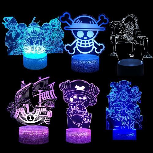 Lampe LED 3D One Piece pour cadeau de Noël, Luffy, Nami, Sanji