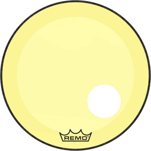 Remo P3-1322-Ct-Yeoh - Peau De Frappe Powerstroke 3 Colortone Pour Grosse Caisse, Jaune, 22", Avec Trou Décentré De 5