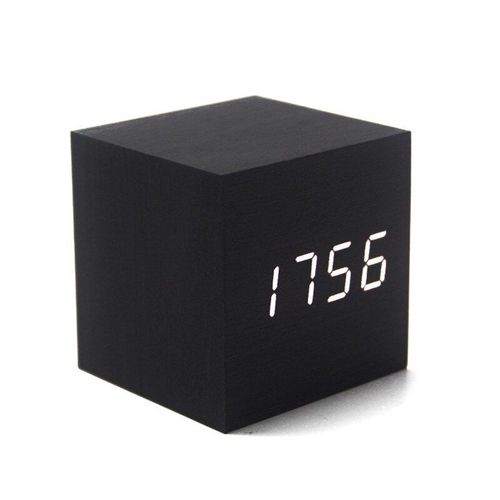 Réveil numérique LED en bois multifonction, horloge à lueur rétro, décoration de Table de bureau, commande vocale, fonction Snooze, outils de bureau 20