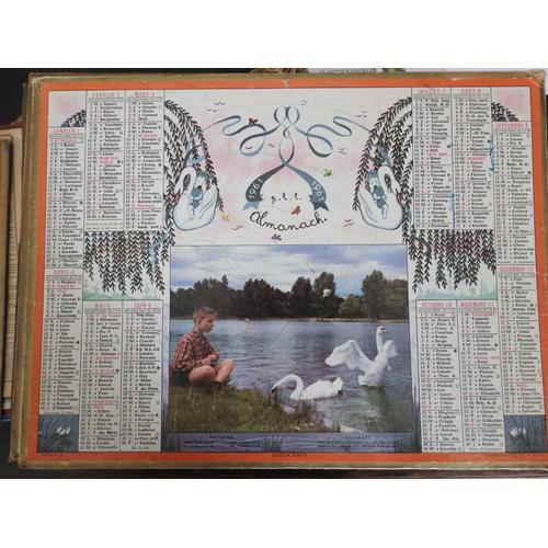 Calendrier Almanach 1961 / Garcon Et Cygnes