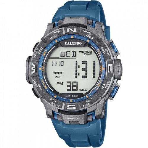 Calypso Montre Homme Digital Chrono Silicone Bleu K5816/1