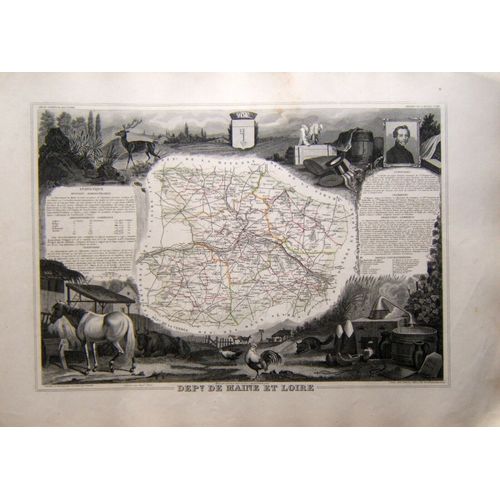 (Levasseur) Grande Carte Département Du Maine Et Loire. 1852 Pays De La Loire