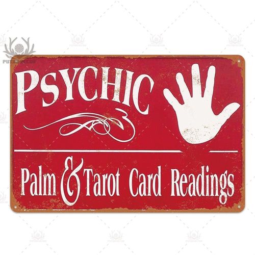 7.8x11.8 Pouces - Plaque De Tarot Rétro En Métal, Affiche D'art Mural Psychique Vintage Pour Magasin De Divination, Peinture En Fer