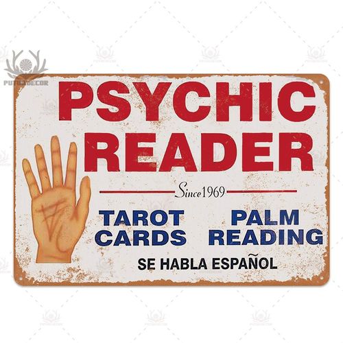 7.8x11.8 Pouces - Plaque De Tarot Rétro En Métal, Affiche D'art Mural Psychique Vintage Pour Magasin De Divination, Peinture En Fer