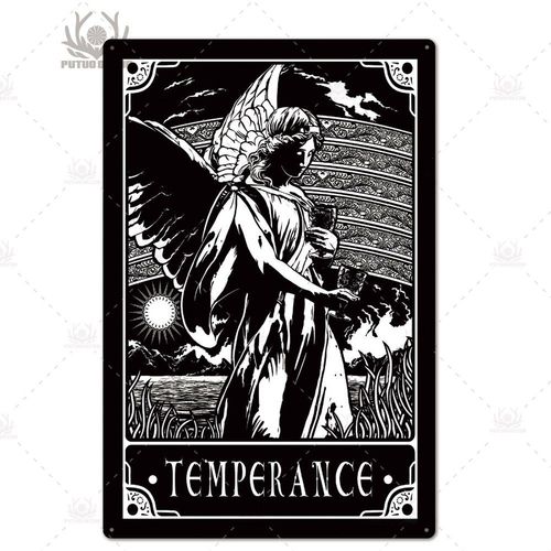 7.8x11.8 Pouces - Plaque De Tarot Rétro En Métal, Affiche D'art Mural Psychique Vintage Pour Magasin De Divination, Peinture En Fer