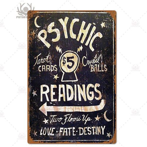7.8x11.8 Pouces - Plaque De Tarot Rétro En Métal, Affiche D'art Mural Psychique Vintage Pour Magasin De Divination, Peinture En Fer