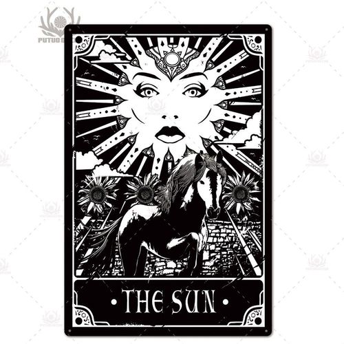 7.8x11.8 Pouces - Plaque De Tarot Rétro En Métal, Affiche D'art Mural Psychique Vintage Pour Magasin De Divination, Peinture En Fer