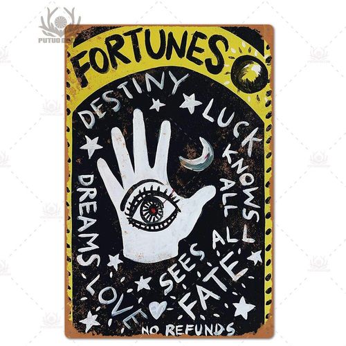 7.8x11.8 Pouces - Plaque De Tarot Rétro En Métal, Affiche D'art Mural Psychique Vintage Pour Magasin De Divination, Peinture En Fer