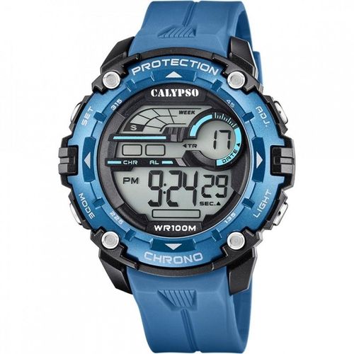 Calypso Montre Homme Digital Chrono Silicone Bleu K5819/2