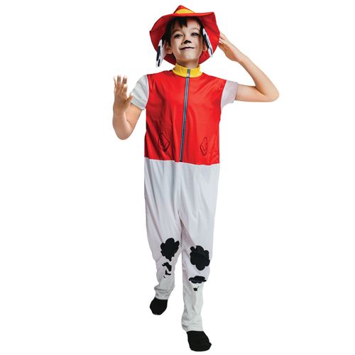 Déguisement Chien Pompier Rouge Enfant - Taille: M 7-9 Ans (120-130 Cm)