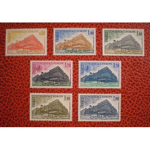 Conseil De L'europe - Bâtiment À Strasbourg - Lot De 7 Timbres De Service Neufs ** - France - Années 1977, 1978 Et 1980