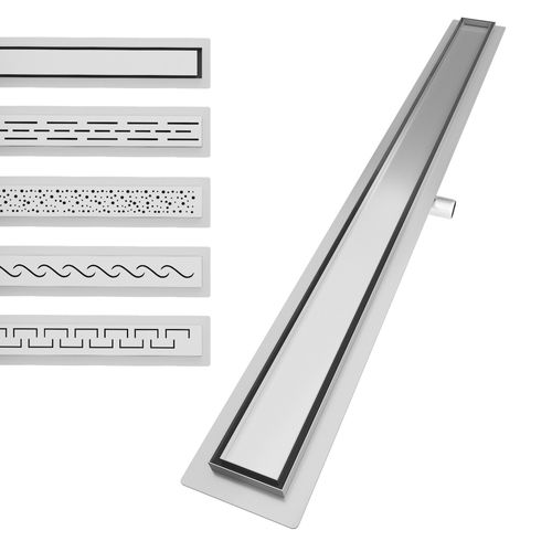 Aquamarin® Caniveau de Douche - Linéaire, Rectangulaire, Acier Inoxydable, 130 cm, 2en1 Carrelé - Drain de Douche, Gouttière de Douche, Écoulement, Drainage, Salle de Bain, Sol de Cuisine