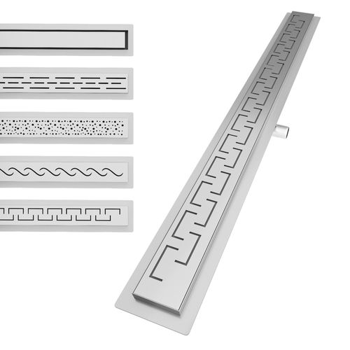 Aquamarin® Caniveau de Douche - Linéaire, Rectangulaire, Acier Inoxydable, 90 cm, Grille à Pont - Drain de Douche, Gouttière de Douche, Écoulement, Drainage, Salle de Bain, Sol de Cuisine