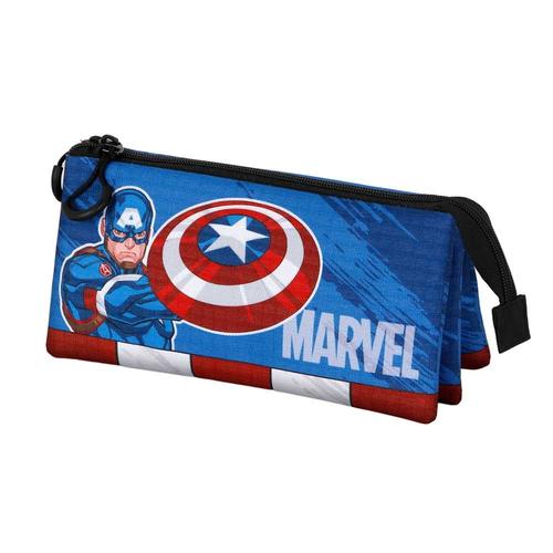 Trousse Triple - Marvel Captain America Gears - Bleu - Taille Unique