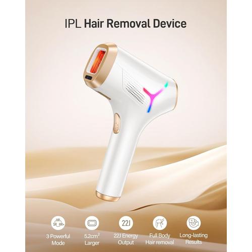 Epilateur Lumiere Pulsee, Ipl Epilateur Laser Avec Fonction 3-En-1 Hr/Sc/Ra Et 9 Niveaux D'énergie Et 999 900 Flashes, Lumiere Pulsee Definitive Avec Rgb Pour Femmes/Hommes, Visage, Corps