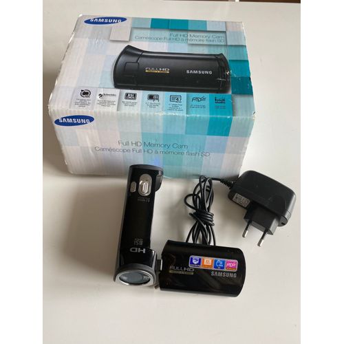 Camescope Numerique Samsung HMX-T10BP/EDC FullHD 1920X1080 Mode Photo 5.0 MP Zoom Optique 10X Ecran LCD Tactile Rotatif Carte Mémoire Micro SD/SDHC