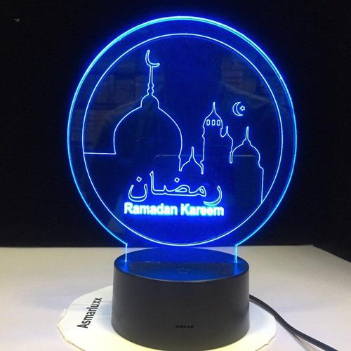 Lampe Led En Acrylique 3d Ramadan Islam Mubarak, Veilleuse De Vacances, Pour Salon, Bureau, Chambre À Coucher, Table De Chevet