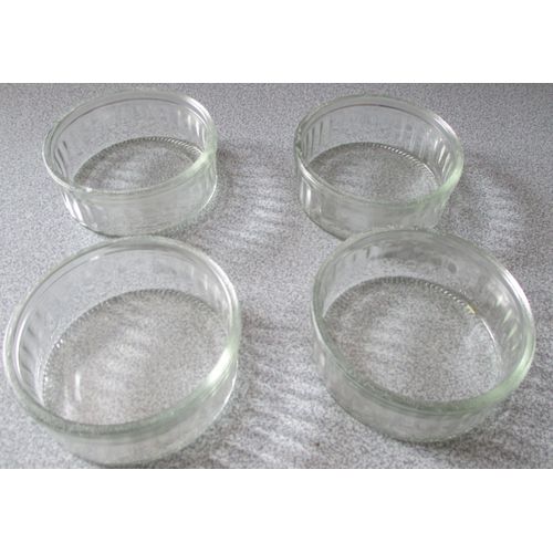 Lot De 4 Coupelles/Ramequins En Verre Finement Gravés Bonne Maman Sur Un Côté - Effet Cannelé - Petit Feston Au Fond - Diamètre 9cm - Profondeur 3.5cm - Vendues Vides