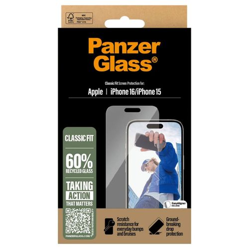 Panzerglass Protection D'écran En Verre Trempé Anti-Bactériesr Iphone 16