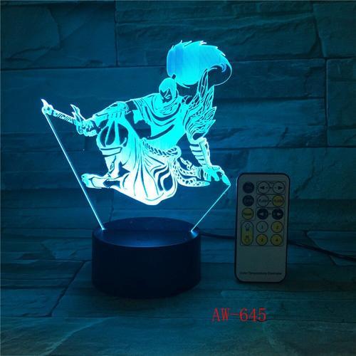 Lampe Led 3d Gaming Warrior À 7 Couleurs Avec Bouton Tactile, Usb, Luminaire Décoratif D'intérieur, Idéal Pour Le Bureau Ou Le Sommeil Des Enfants, Nouveauté Aw-645