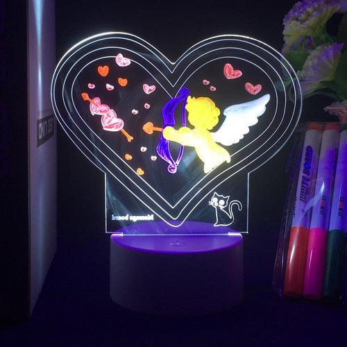 Panneau de notes 3D Led veilleuse créative avec stylo de 7 couleurs, en  acrylique, lumineux, pour bricolage, tableau de notes effaçable, peinture  Doodle pour enfants