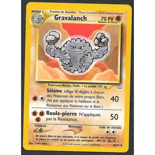 Carte Pokémon Gravalanch 30/64 - Neo Révélation Wizards (Fr)