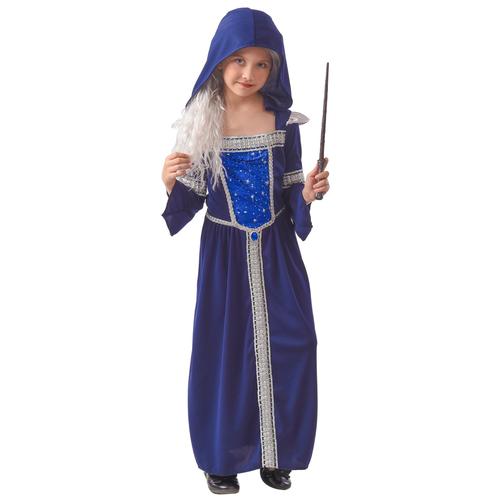 Déguisement Magicienne Bleu Nuit Fille - Taille: L 10-12 Ans (130-140 Cm)