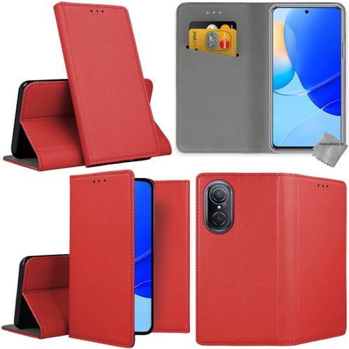 Housse Pour Huawei Honor 50 Se / Nova 9 Se - Etui Coque Pochette Portefeuille + Film Ecran - Rouge Magnet