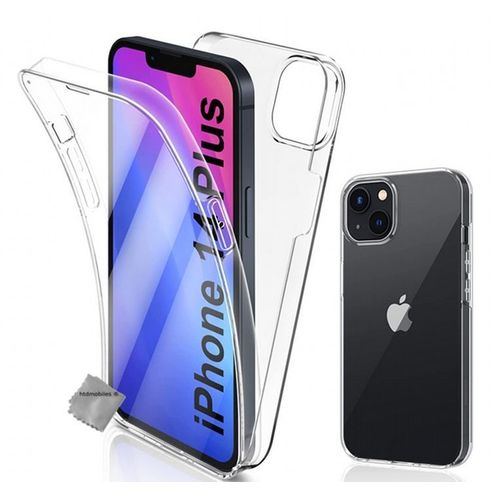 Coque Pour Apple Iphone 14 Plus - Housse Etui Silicone Gel 360 Integrale + Film Ecran - Transparent