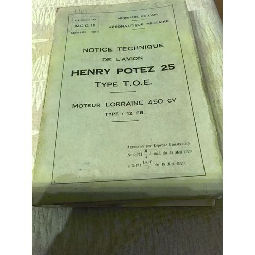 Notice Technique Potez 25 Type Toe 1929