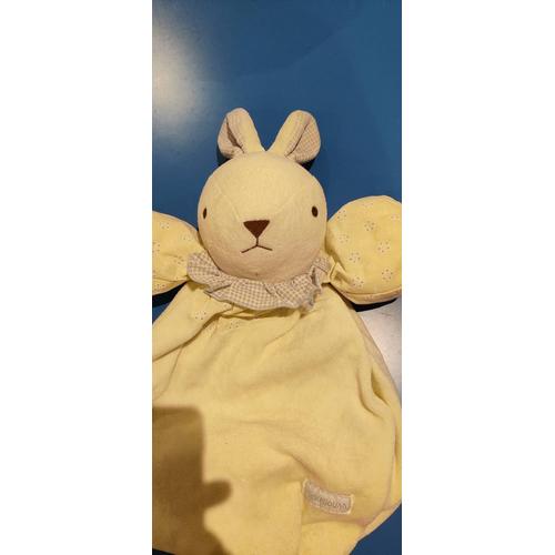 Nounours, Range Pyjama Lapin Écru, Fleurs, Vichy Bleu, Vintage