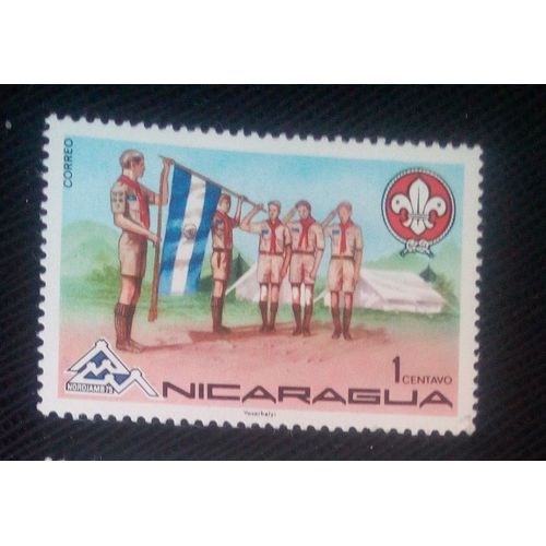 Timbre Nicaragua Y T 1020 14e Journée Mondiale Des Scouts , Scoutisme 1975 ( 061006 )