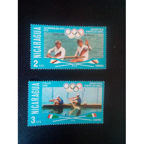 Timbre Nicaragua Y T 1052 / 53 Jeux Olympiques D'été - Montréal 1976 ( 061006 )