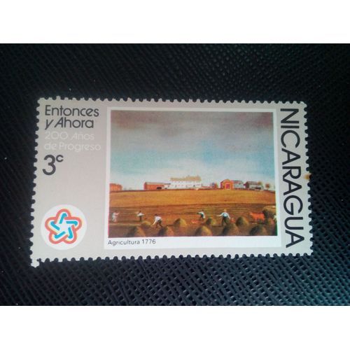 Timbre Nicaragua Y T 1045 Hier Et Aujourd'hui, 200 Ans De Progrès , Agriculture 1776 1976 ( 061006 )