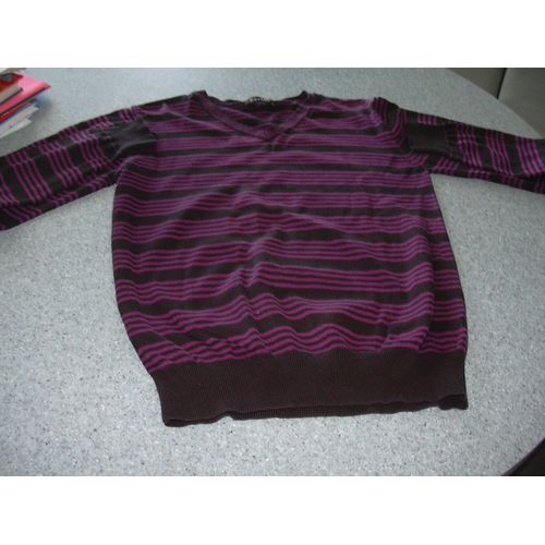 Pull "Devred" Rayé Noir Et Violet" T-S
