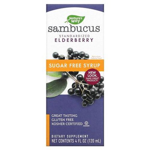 Nature's Way, Sambucus, Baie De Sureau Standardisée, Sirop Sans Sucre, 120 Ml