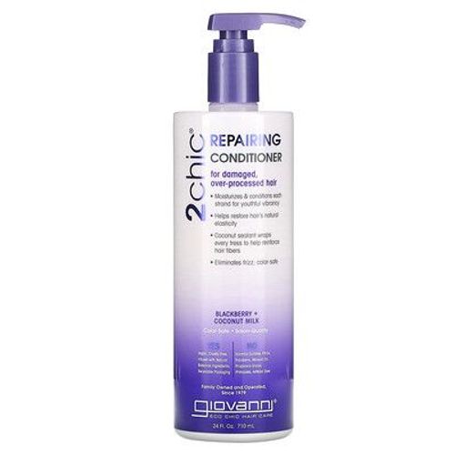 Giovanni, 2chic, Après-Shampooing Réparateur, Pour Cheveux Abîmés Et Surtraités, Mûre Et Lait De Coco, 710 Ml 