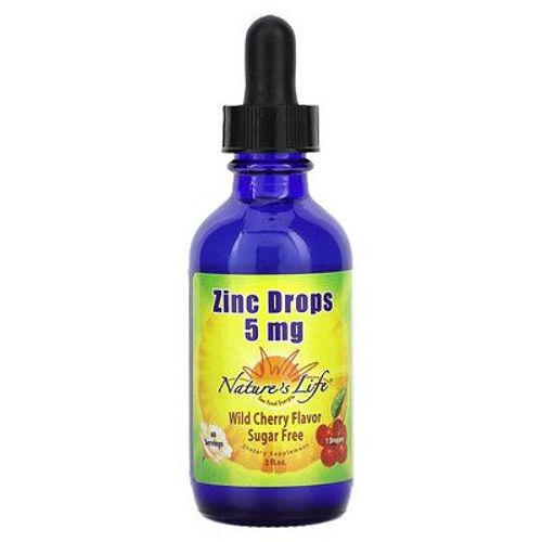 Nature's Life, Gouttes De Zinc, Cerise Sauvage, Sans Sucre, 5 Mg, 2 Ml