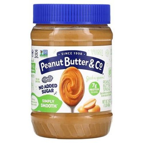 Peanut Butter & Co., Simply Smooth, Pâte De Beurre De Cacahuète, Sans Sucres Ajoutés, 454 G