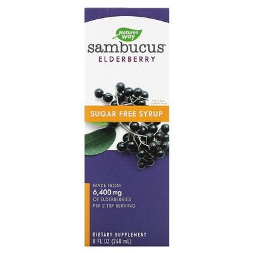 Nature's Way, Sambucus, Baie De Sureau Standardisée, Sirop Sans Sucre, 240 Ml