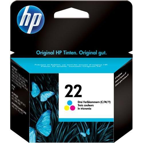 HP 22 - 5 ml - couleur (cyan, magenta, jaune) - originale - blister avec alarme sonore - cartouche d'encre - pour Deskjet F2149, F2179, F2185, F2210, F2224, F2240, F2288, F2290, F375; Officejet...