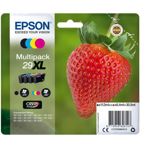 Epson Multipack 29XL (Fraise) T2996 - Pack 4 cartouches d'encre haute capacité - noir, cyan, magenta, jaune