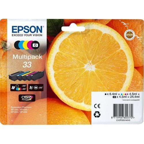 Epson Multipack 33 (Orange) T3337 - Pack 5 cartouches d'encre - noir, jaune, cyan, magenta, photo noir - 6,4ml + 4 x 4,5ml